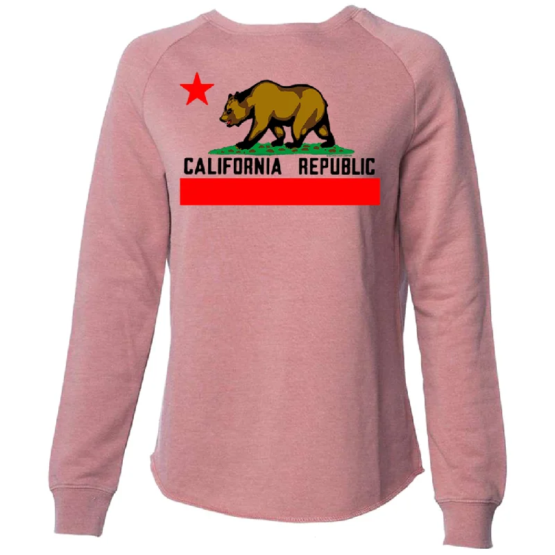 California Republic Borderless Bear Flag Black Text Super Soft Crewneck Sweater