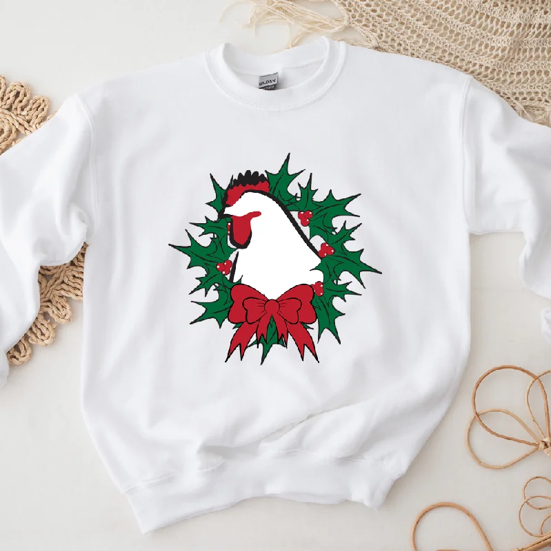 Chicken Christmas Wreath Crewneck (S-3XL) - Multiple Colors!