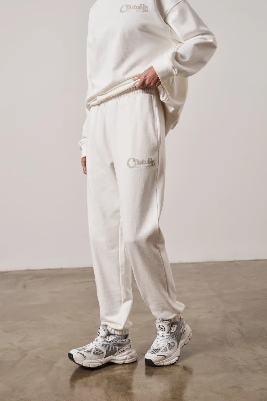 MIXED FONT COUTURE LOGO JOGGERS - OFF WHITE