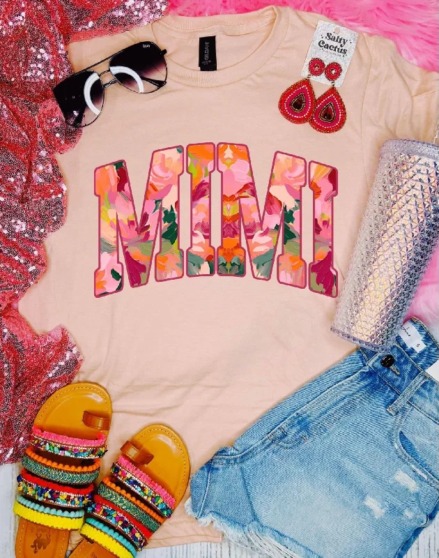 (Peach)Customizable Floral Name Tee