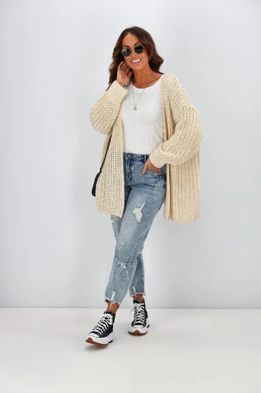 Sass Renn Long Knit Cardi Cream