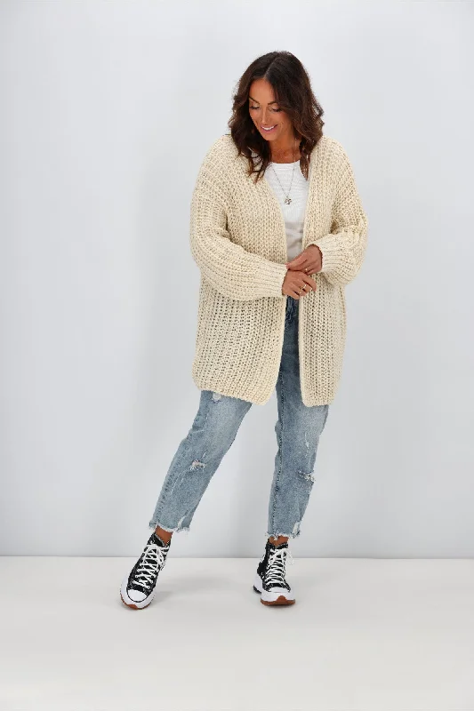 Sass Renn Long Knit Cardi Cream